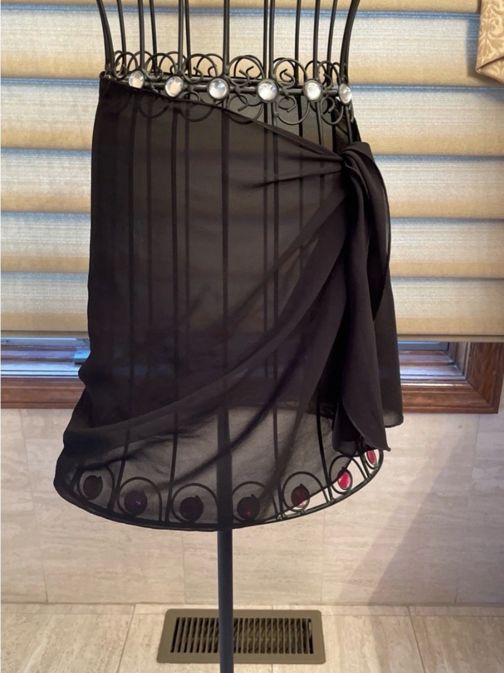 Women’s Black Sheer Bathing Suit Coverup Sarong